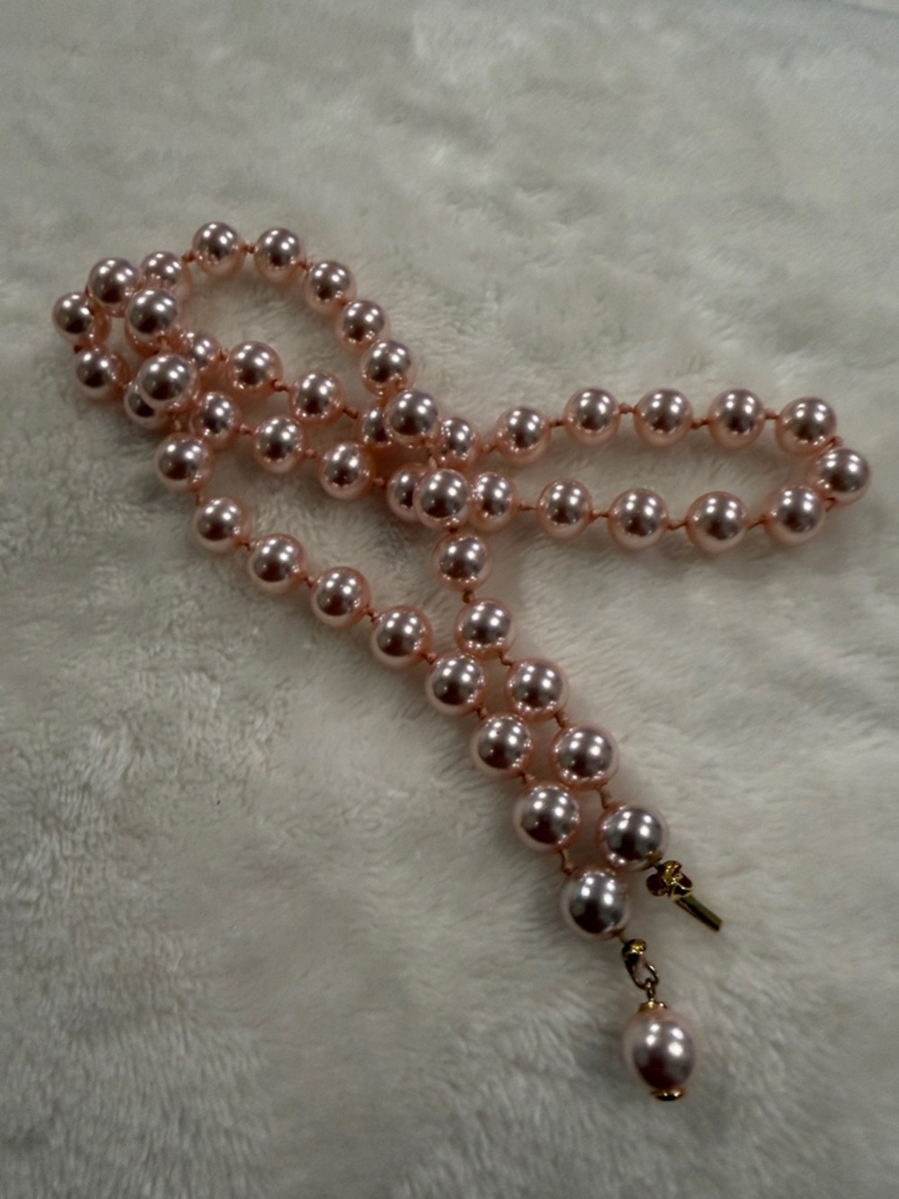 Vintage-PatPat Light Pink Faux Pearl Necklace Strand